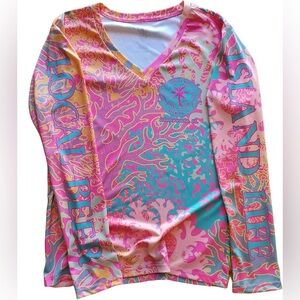 Florida Keys Brewing Co. coral long sleeved v-neck SPF shirt in small. BNWOT